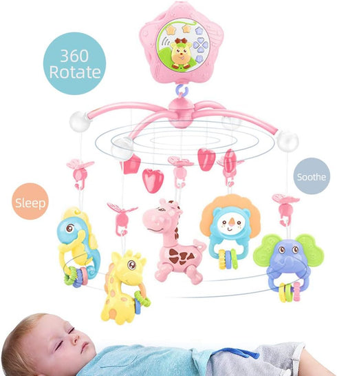Caterbee Pack 0+ Baby Crib Mobile for and Play, Crib Toys with Light and Musicial, Remote,Projector for Ages Months