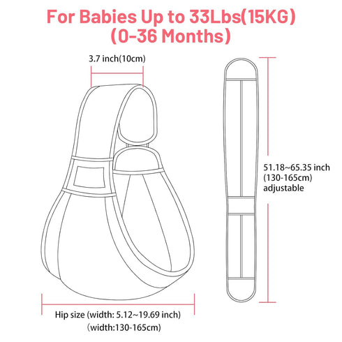 0-36 33 lbs Baby Sling Carrier, Pure Cotton, Ergonomically Adjustable Baby Carrier Newborn to Toddler, Easy to Use