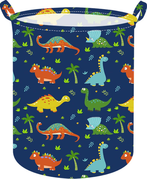 19.7 Inch Dinosaur Round Kids Laundry Hamper, Dino Laundry Basket with Handles, Baby Toys Storage Organizer for Boys &