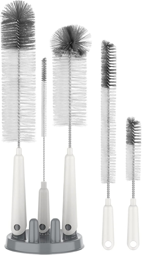 MR.SIGA 5 Pack Bottle Brush Cleaning Set with Storage Holder, Cleaning Brushes