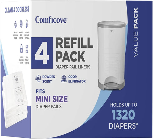 Comficove Refills Compatible with DEKOR MINI Diaper Pails | 4 Pack |