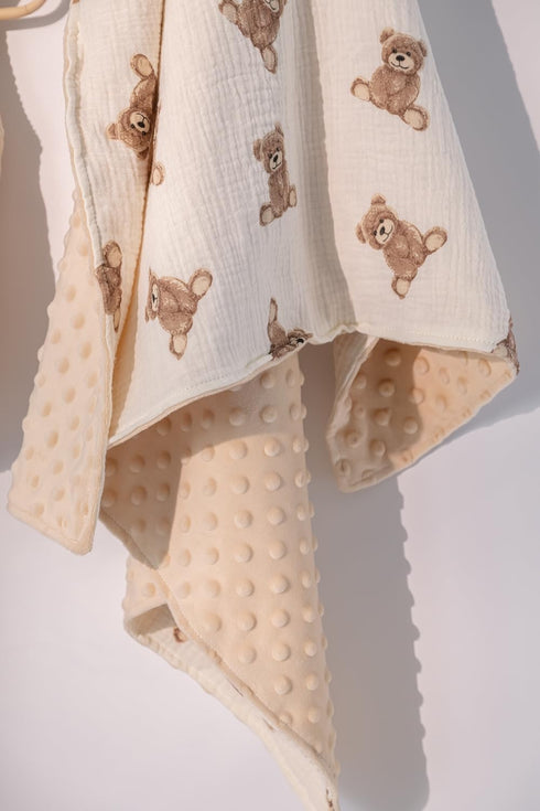 Little Jump Baby Blankets Minky Blankets for Unisex Boys Girls, Soft Fluffy Crib Blankets with Muslin Cotton Front