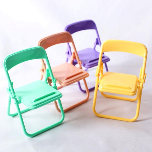 5Pcs Multicolour Mini Folding Back Small Chair, Dollhouse Miniature Plastic Furniture Accessories