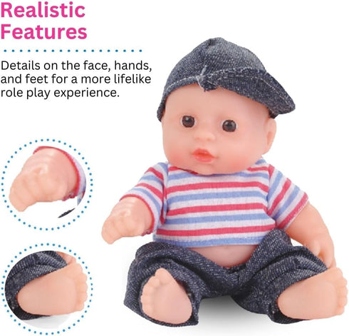 6 Pack 8" Liberty Imports - Baby Dolls Cute Little Vinyl Infant Dolls, Mini Nursery Toys for Girls, Kids Toddlers