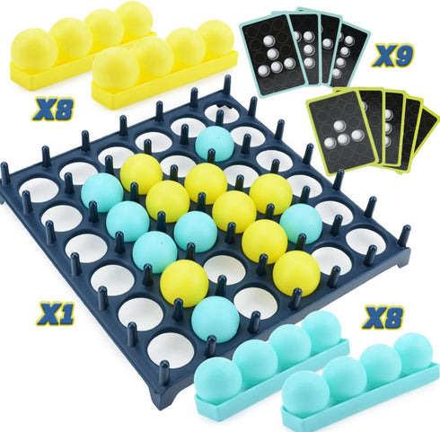Bounce Ball Game for Family, Adults, Teens & Children with 9 Cards, 16 Balls, and 1 Game Grid - Perfect Holiday Toy