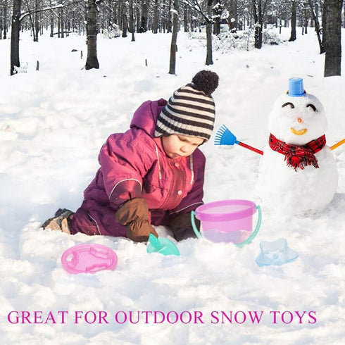 LotFancy Beach Toys for Kids, 10 PCS Snow Toys for Toddlers 3-10, Sand Buckets and Shovels, Sandbox Toys