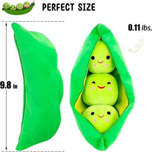 Beans,9.8''/25cm) AOQI Giant Peas in A Pod Plush Toy Pea Pod Pillow Cute Pea Stuffed Toys Plant Doll Various Sizes