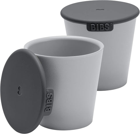 BIBS Cup Set for Baby or Toddler - 2-Pack, Non-Slip, Dishwasher Friendly, Made in Denmark (Cloud/Petrol)