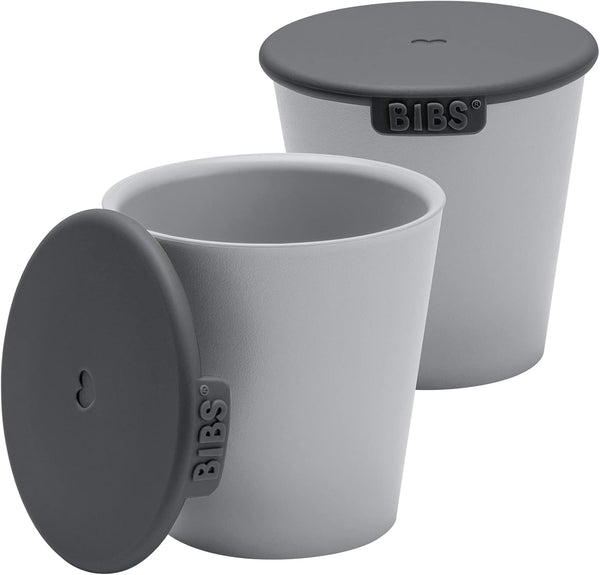 BIBS Cup Set for Baby or Toddler - 2-Pack, Non-Slip, Dishwasher Friendly, Made in Denmark (Cloud/Petrol)