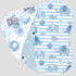 Wauprant 4pcs 100% Elephant Burp Cloths for Baby Boys Girls Cotton Blue Elephant Themed Design Burp Rags, Soft