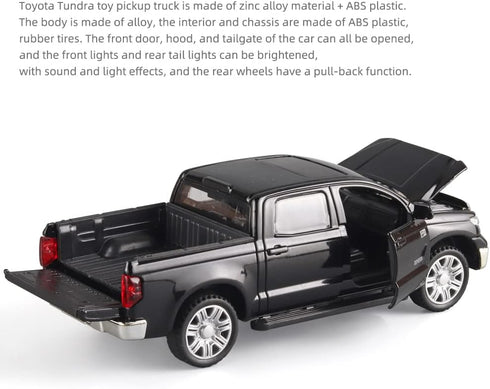 Toy Pickup Trucks for Boys 1/32 Tundra Diecast Cars Model, Zinc Alloy with Sound and Light, Birthday Gifts