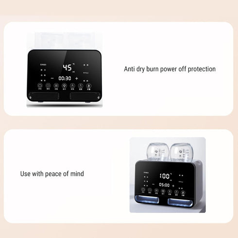 Luocute 200W 9 1 110V) Double Bottle Warmer, in Multifunctional Smart Fast Heating Baby Bottle Warmer with LED Display