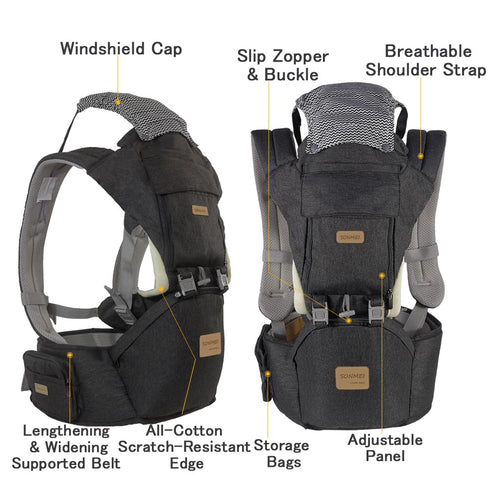 360 Ergonomic Baby Carrier with Hip Seat, Positions, Soft and Breathable, All Seasons, for Newborns and Toddlers