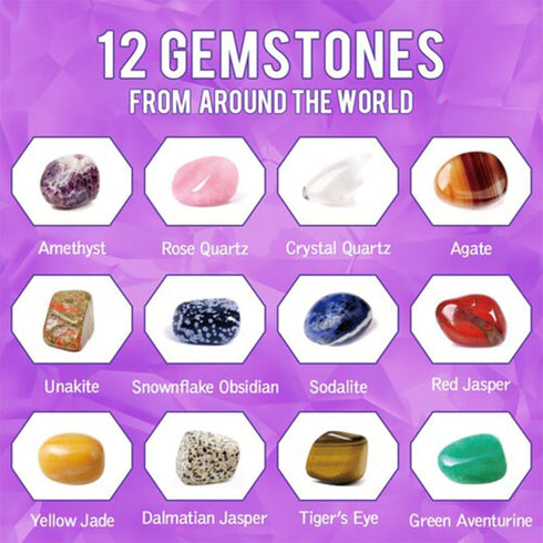 12-Pack Gem Digging Kit for Kids - Educational STEM Crystal and Mineral Excavation Science Toys