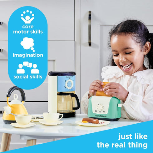 Casdon Morphy Richards Complete Kitchen Set, Toy Appliance Playset for Kids with Toaster, Coffee Maker, Kettle, Play