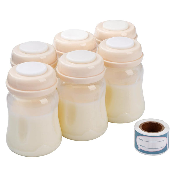 Phanpy Breast Milk Storage Bottles 6pcs with Handwriting Stickers, 6oz Breastmilk Storage