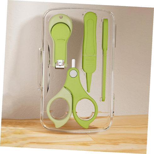 Set Trimmer ORFOFE Nail Clipper with Nail and Scissors for Newborns and Infants, Portable Green Grooming Kit for Travel