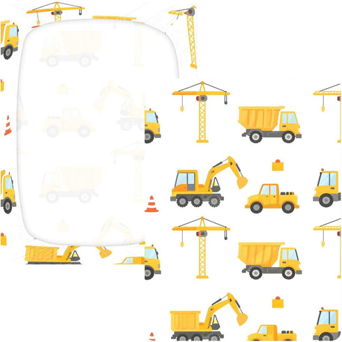 CZXW 52" 28" Cute Construction Vehicles Crib Sheets Fitted x Natural Cotton Soft & Breathable for Baby Crib Mattress