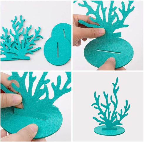 SUNBEAUTY 20Pcs Mermaid Party Decoration, DIY Felt Table Centerpiece, Under The Sea Baby Shower Little Mermaid Girl
