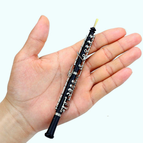 Dselvgvu (6.31") Miniature Oboe with Stand and Case Mini Musical Instrument Oboe Replica Collectible Figurines