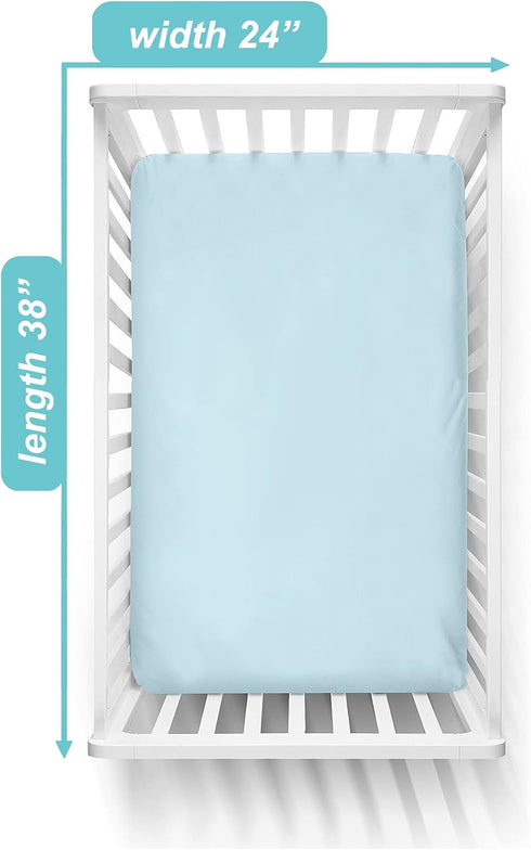 TL Care 24" 38", 100% Pack Fitted Mini Crib Sheet x Soft Breathable Neutral Cotton Jersey Portable Sheet, Blue