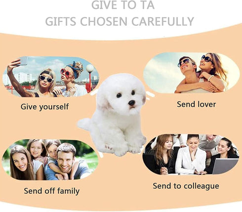 14" Realistic Plush Maltese Dog - Stuffed Animal Puppy Dog Toys - Soft Plush Pillow for Kids and Adults