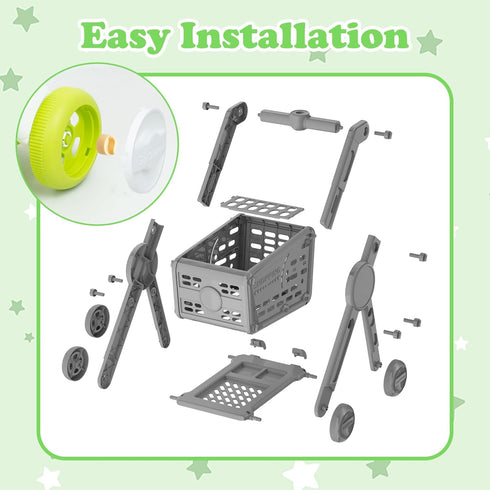 31PCS 3+ Supermarket Shopping Cart for Kids, Shopping Trolley Cart Toy with Play Food Shop Accessories, Pretend Play