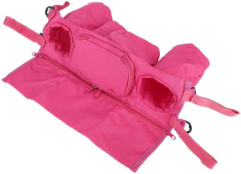 Baby Stroller Organizer with Cup Holder, Durable Hook & Loop Design for Umbrella Stroller Cart (Pink)