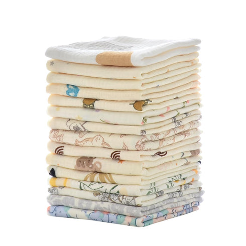 MUKIN Baby Washcloths, Natural Cotton Face Towels, 15 Pack, 10x10 inches