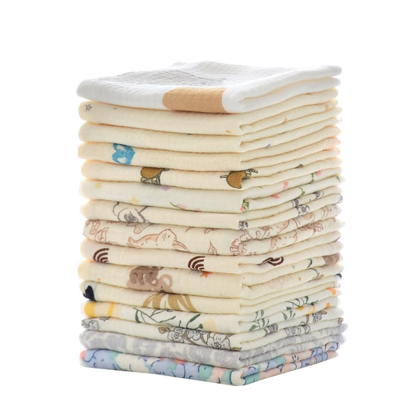 MUKIN Baby Washcloths, Natural Cotton Face Towels, 15 Pack, 10x10 inches