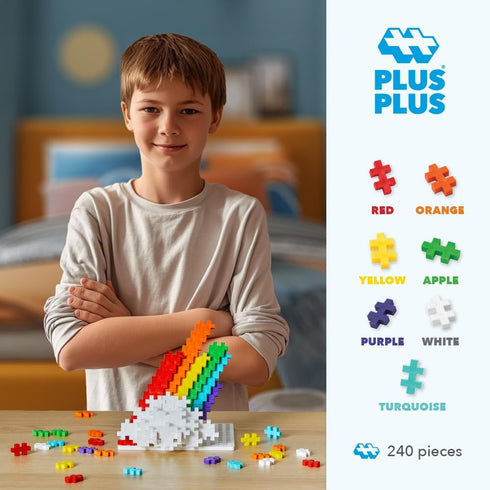 PLUS PLUS 240 Piece Rainbow Mix Interlocking Building Blocks for Kids, Open Ended STEM Classroom Mini Toys