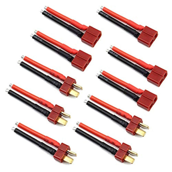 5 Pairs T Plug Connector Female and Male Deans with 14AWG Silicon Wire for RC Lipo Battery Cable