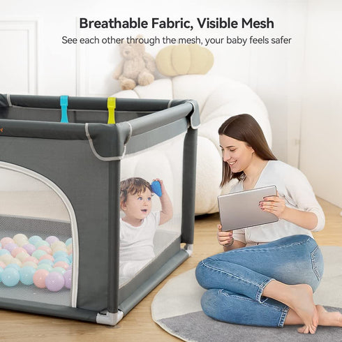 COMOMY Playpens for Babies and Toddlers, Small Baby Play Pens, Activity Center, Non-Slip Baby Fence, Indoor & Outdoor