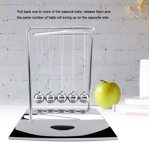 Z-Shape Newton's Cradle Balance Ball, Classic Metal Pendulum Balls Physics Science Ornaments for Desk Decor