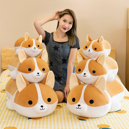 Corgi Stuffed Animal Soft Plush Dog Toys, Cute Shiba Inu Akita Pillow Gifts for Kids and Girls (31.4 inch)
