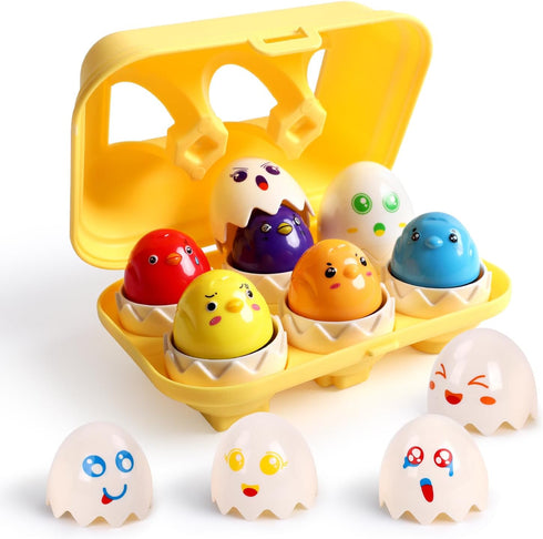 USATDD Easter Egg Toys Hide & Squeak Matching Eggs for Toddlers, Color