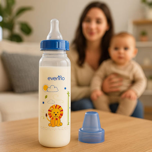 8 (Pack 12) Evenflo Feeding Classic Prints Polypropylene Bottles for Baby, Infant and Newborn - Blue/Green/Teal, Ounce