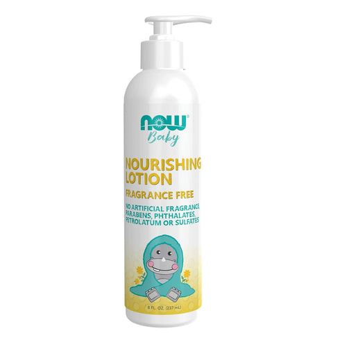 NOW Baby Nourishing Lotion, Fragrance Free, Paraben Free, 8 Fluid Ounces