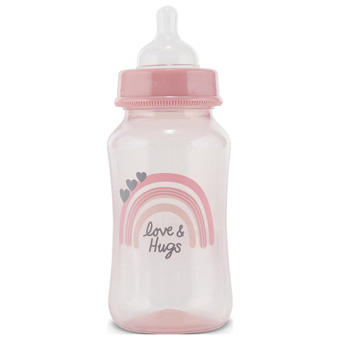 2-Pack 11 Premium Baby Bottles - Ounce, Hourglass Shape, Fun Boys and Girls Prints, Clear Cover - BPA-Free