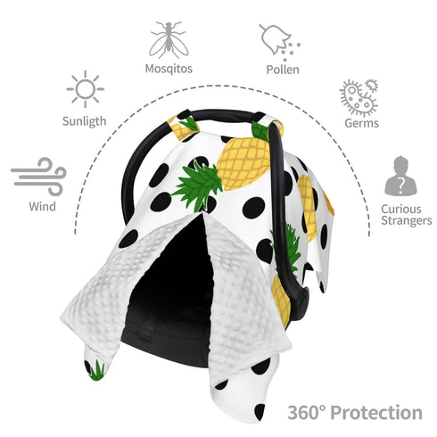 Hcpwzrf Pineapples Large Black Polka Dots Baby Car Seat Cover & Nursing Cover - Breathable Stretch Multi-Use Cover