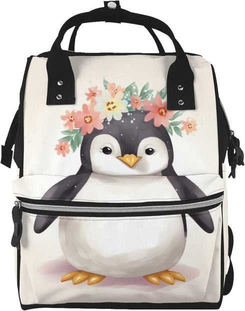 KHIRY Diaper Bag Nappy Backpack Baby Bag Goose Wearing Flowers Mummy Backpack Multifunction