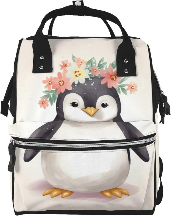 KHIRY Diaper Bag Nappy Backpack Baby Bag Goose Wearing Flowers Mummy Backpack Multifunction