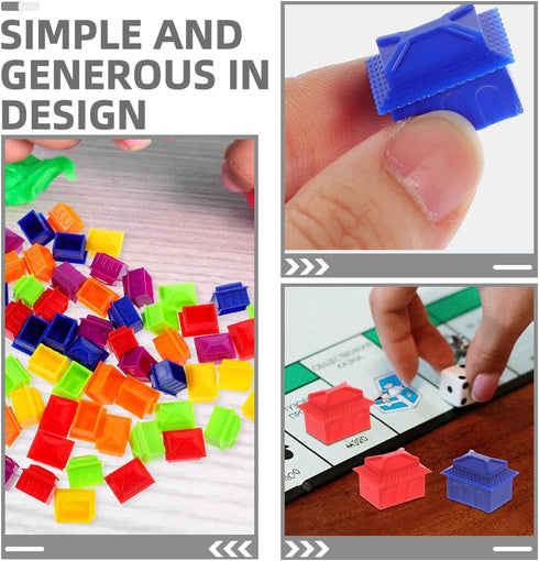 FAVOMOTO 120PCS Plastic Hotels Houses, Game Replacement Pieces for Board Games in Multicolor