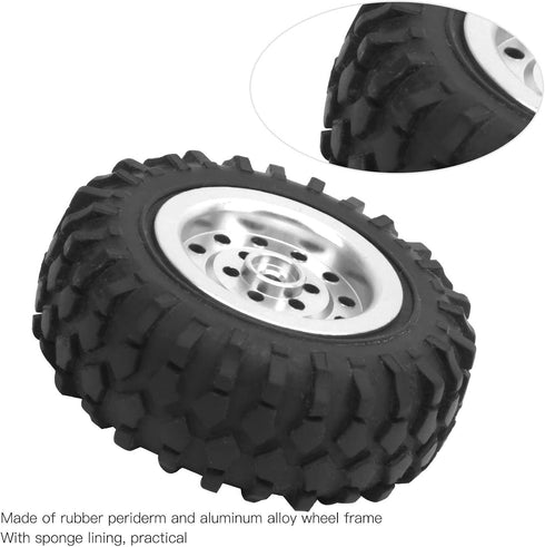 55mm/2.2in 1/10 Scale Rubber Tires & Wheel Rims AntiSkid for D12 Model Parts (Silver S)