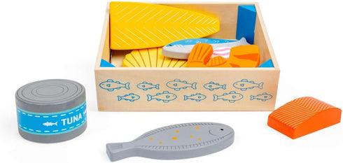 Set Bigjigs Toys Wooden Seafood Crate - Role Play Food