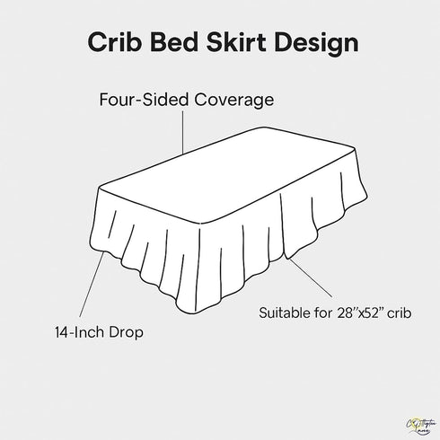 100% 28" 52" 14" Cottington Lane White Infrant Crib Bed Skirt Dust Ruffle with Split Corner, Natural Cotton Nursery