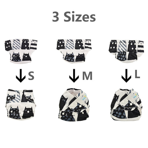6pcs+ 6pcs 6YDG08 babygoal Reusable Cloth Diapers for Girls, Adjustable Washable Nappy Microfiber Inserts+One Wet Bag