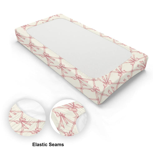 KuphiL10C Girls-16x32 Cute Bows Flowers Pattern Baby Changing Pad Cover, Unisex Bows Nursery Diaper Changing Table Pad