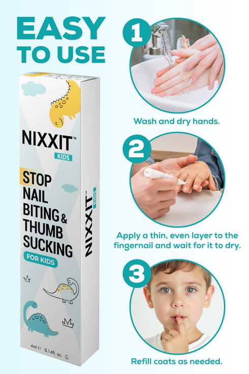 Nail Biting Prevention for Kids - Safe & Effective Thumb Sucking Deterrent, No Bite Nail Polish Pen for Age 3+