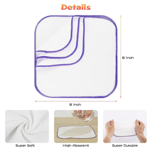 54 Packs Flannel Reusable Baby Wipes with Blue Wipes Dispenser, Reusable & Natural Skin-Friendly Cloth Baby Wipes, Body